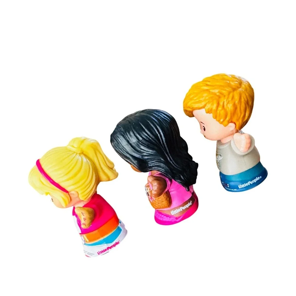 Fisher Price Little People Barbie Soccer Player Girl Pink Dress Boy Fish 3pc Lot